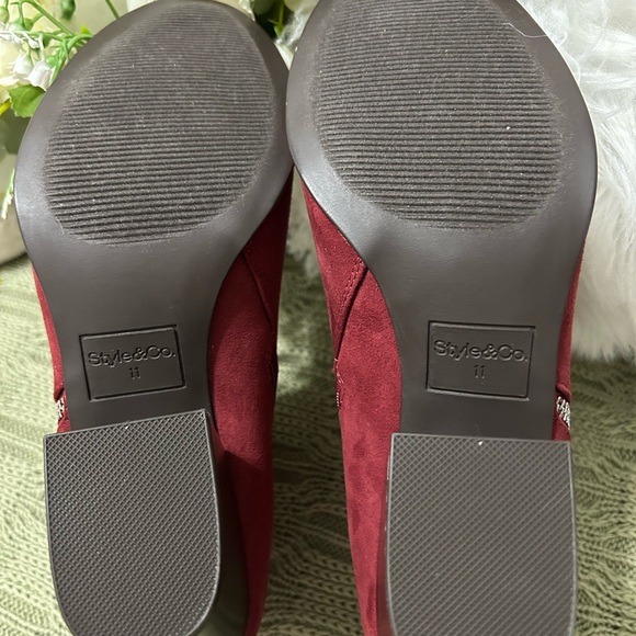 Style & Co. Russet Red Suede Ankle Booties with Side Zipper - Picture 8 of 8